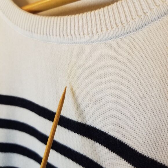 Karl Lagerfeld Paris Women's Sweater Top Black White Striped Size L Mixed Media - Picture 7 of 10